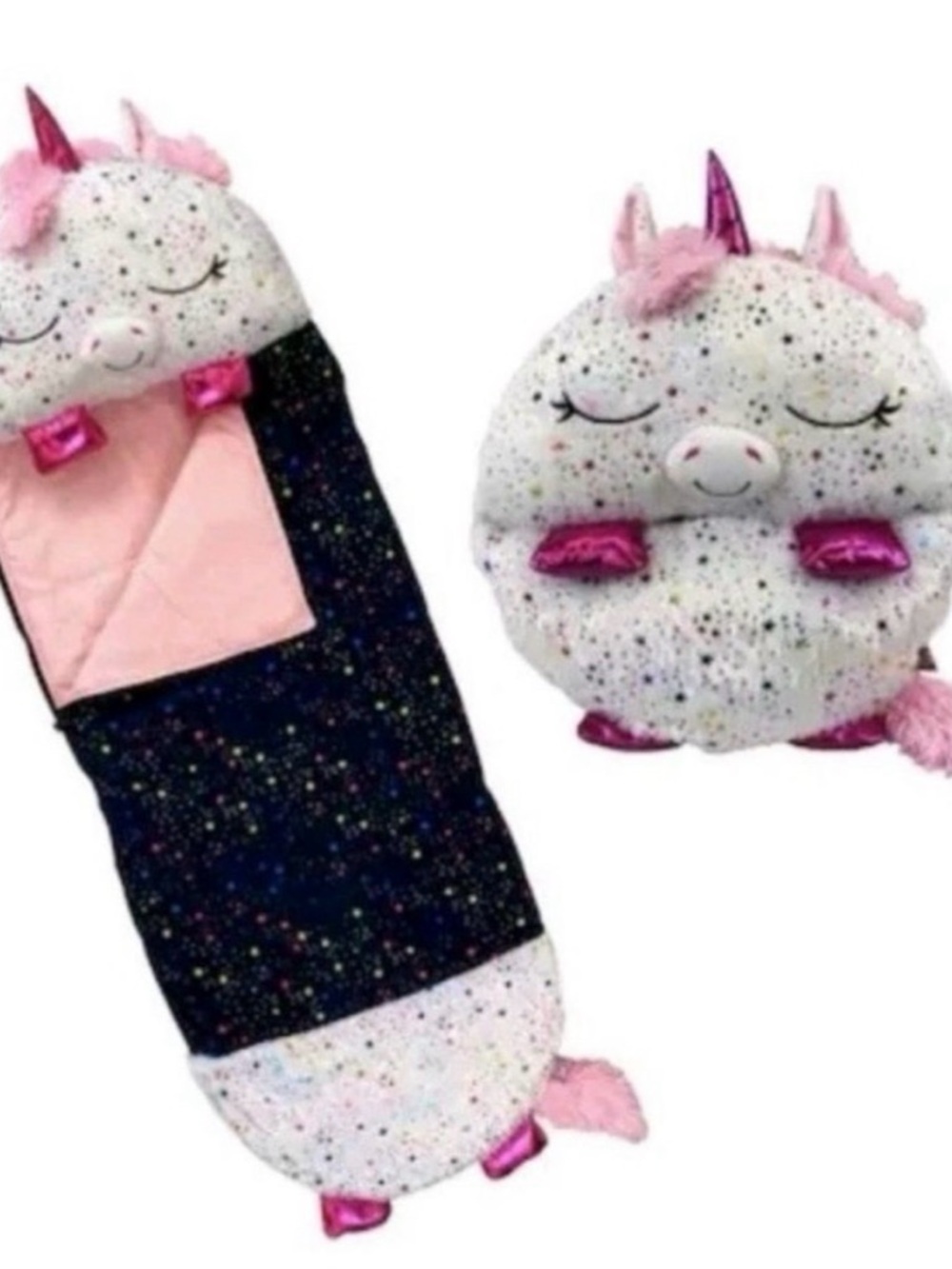 Happy Nappers Unicorn Plush Sleeping Bag - Sparkle Pink & White, medium size